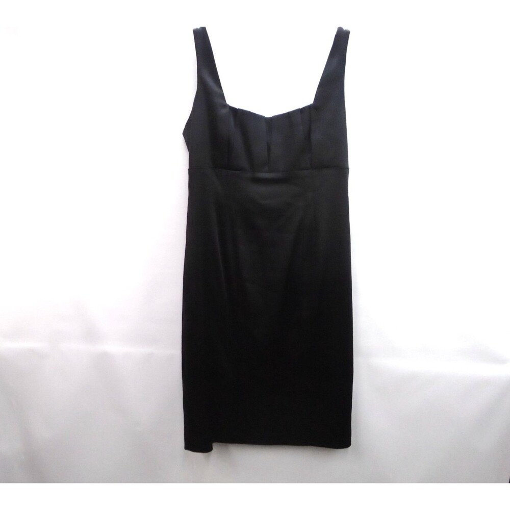 Calvin Klein black satin cocktail sheath dress Womens Size 8 Pleated Bust